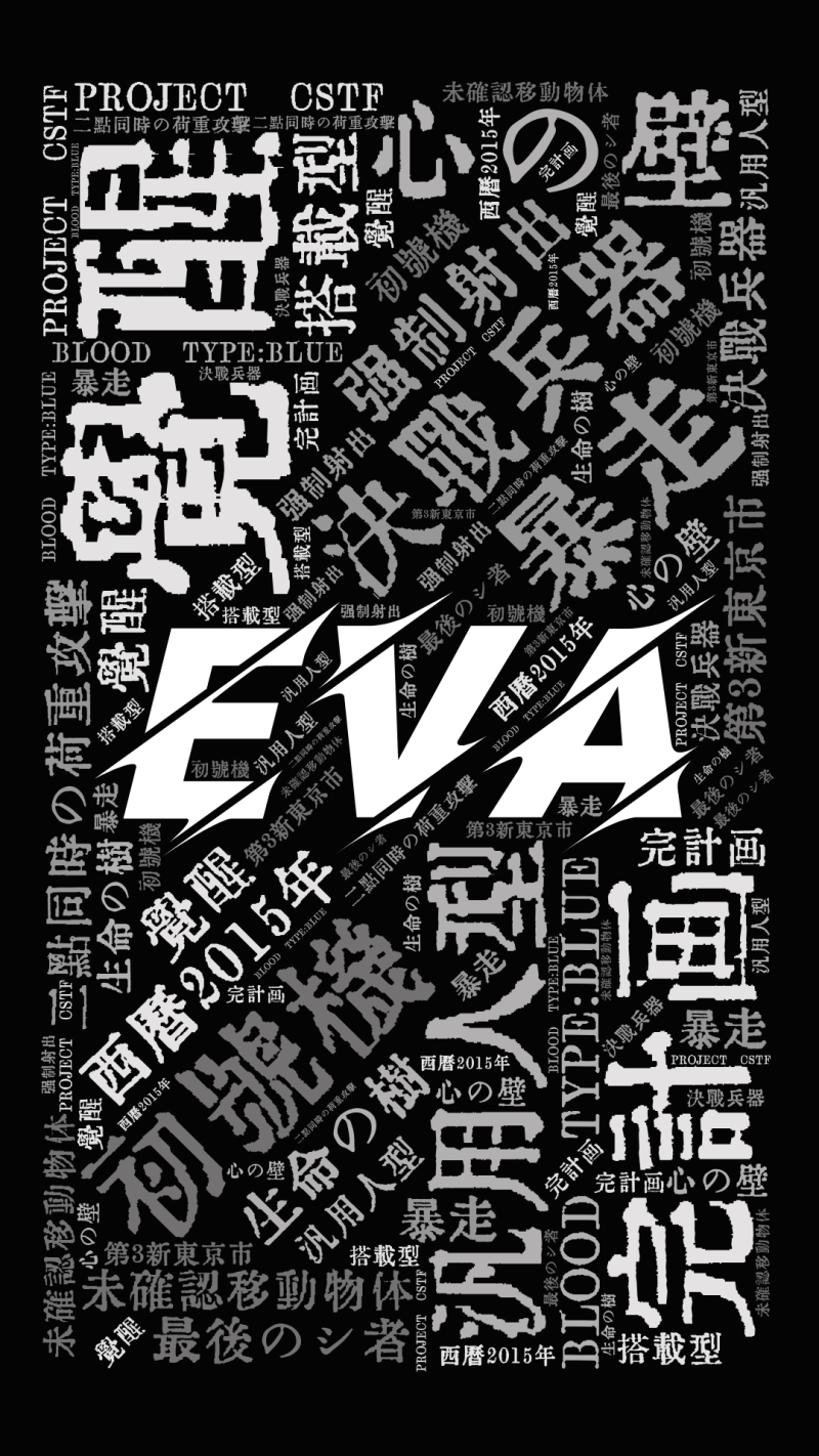 EVA,覚醒,汎用人型,決戦兵器,初号機,完計画,心の壁,暴走,未確認移動物体,西暦2015年,BLOOD TYPE:BLUE,強制射出,最後のシ者,PROJECT CSTF,生命の樹,搭載型